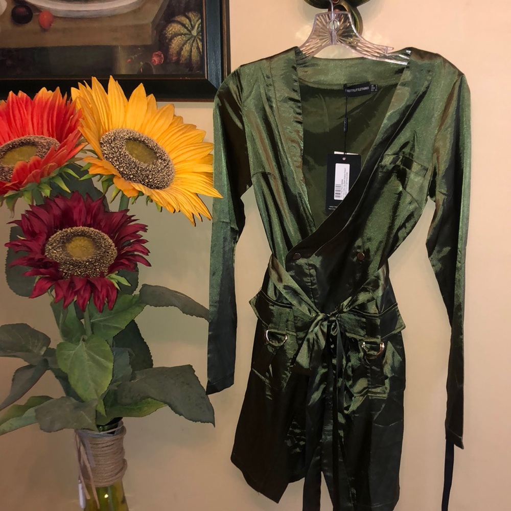 Satin Long Sleeve Bodycon Dress
